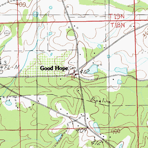 Topographic Map of Good Hope Baptist Church, AL