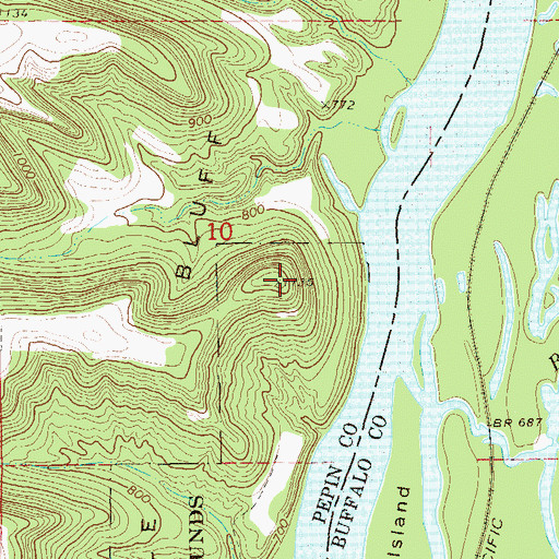 Topographic Map of Fivemile Bluff, WI
