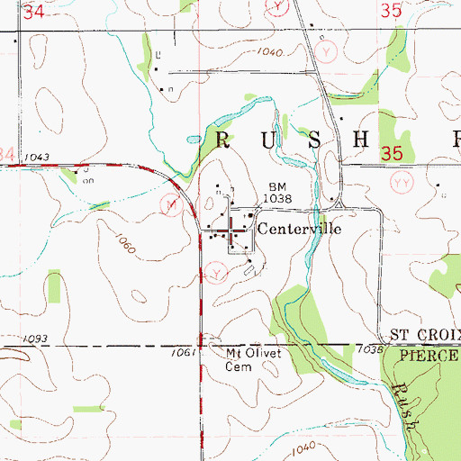Topographic Map of Centerville, WI