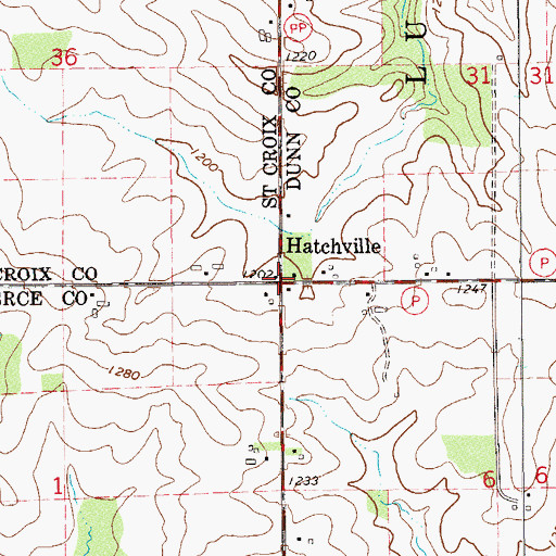 Topographic Map of Hatchville, WI
