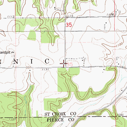 Topographic Map of County Line School (historical), WI