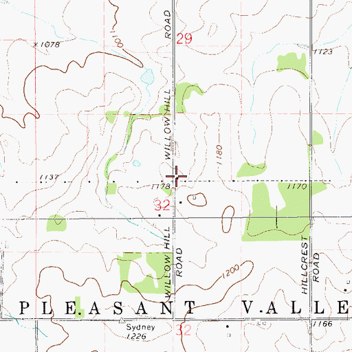 Topographic Map of Willow Hill School (historical), WI