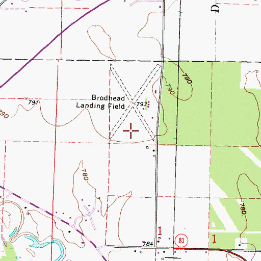 Topographic Map of Brodhead Airport, WI