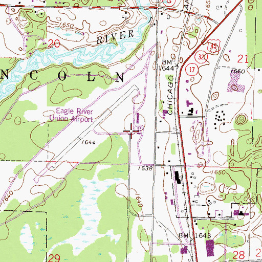 Topographic Map of Eagle River Union Airport, WI