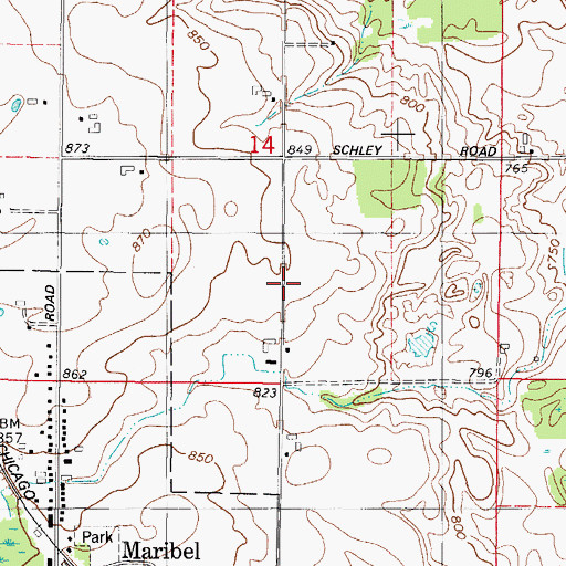 Topographic Map of Flying Dollar Ranch Airport, WI
