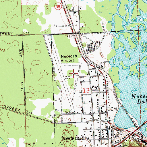 Topographic Map of Necedah Airport, WI