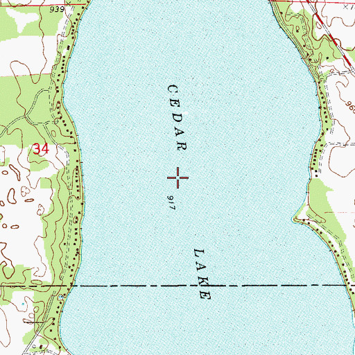 Topographic Map of Ceder Lake Seaplane Base, WI