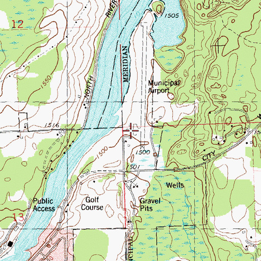Topographic Map of Park Falls Municipal Airport, WI