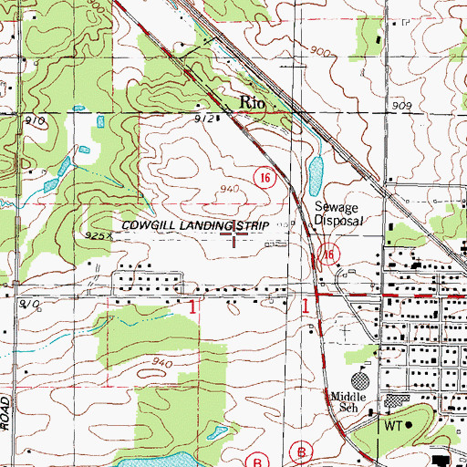 Topographic Map of Gilbert Field, WI
