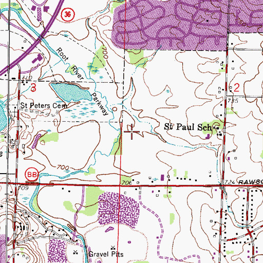 Topographic Map of WMVP-AM (Greenfield), WI