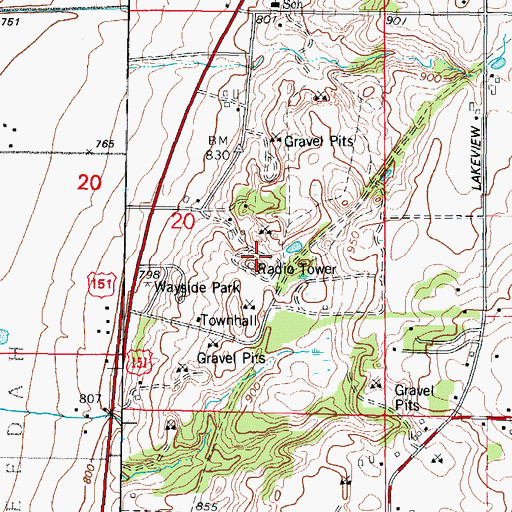 Topographic Map of WFON-FM (Fond du Lac), WI
