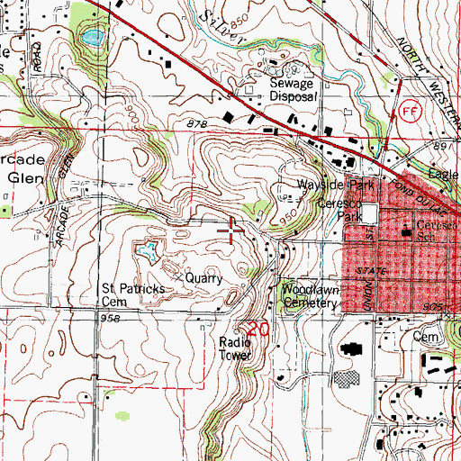 Topographic Map of WPKR-FM (Waupun), WI