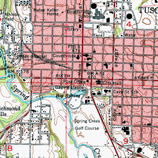 Topographic Map of Tuscumbia Historic District, AL