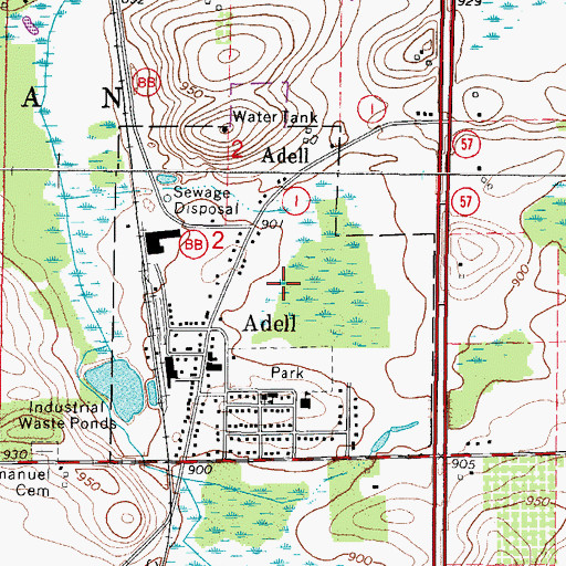 Topographic Map of Village of Adell, WI