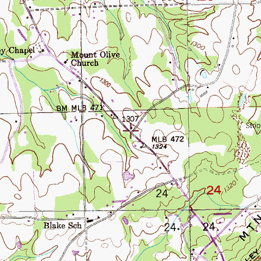 Topographic Map of Blake, AL