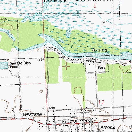 Topographic Map of Village of Avoca, WI