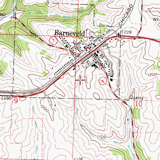 Topographic Map of Village of Barneveld, WI