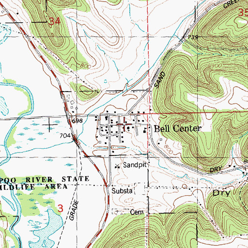 Topographic Map of Village of Bell Center, WI