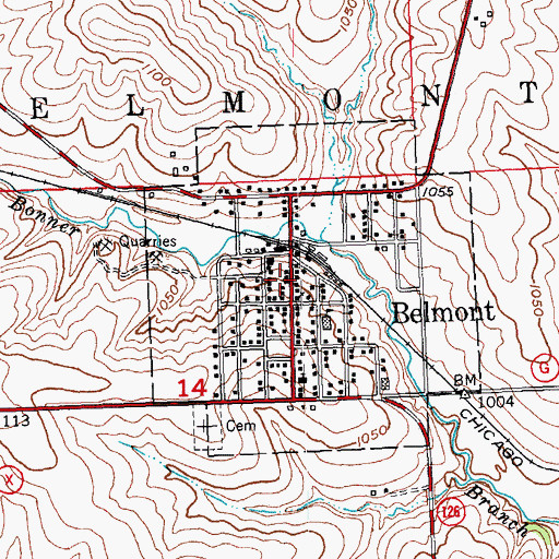Topographic Map of Village of Belmont, WI