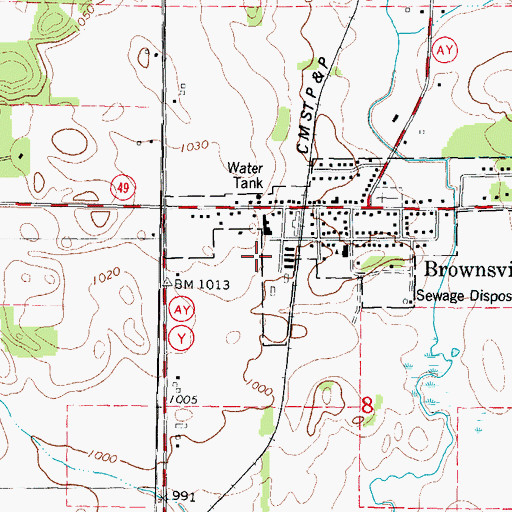 Topographic Map of Village of Brownsville, WI
