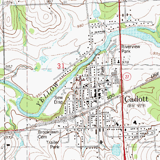 Topographic Map of Village of Cadott, WI