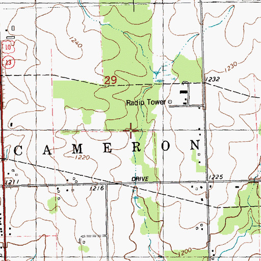 Topographic Map of Town of Cameron, WI