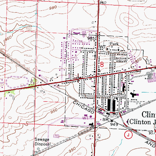 Topographic Map of Village of Clinton, WI