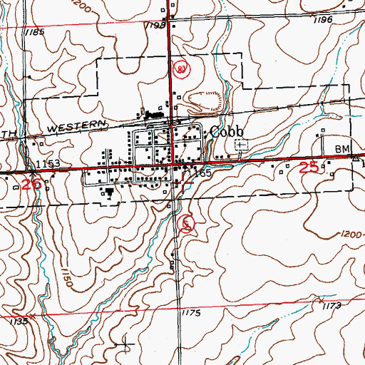 Topographic Map of Village of Cobb, WI