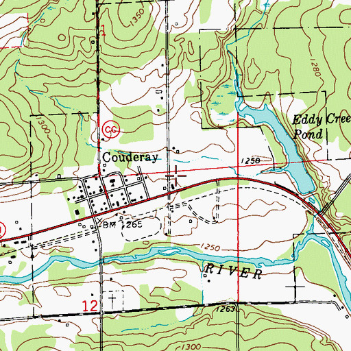 Topographic Map of Village of Couderay, WI