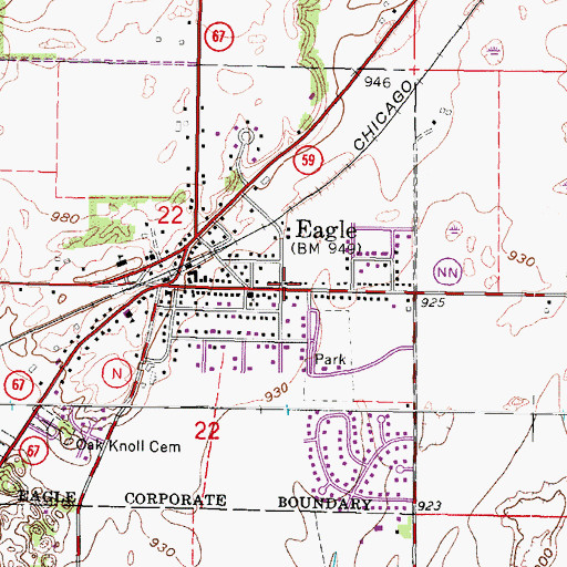 Topographic Map of Village of Eagle, WI