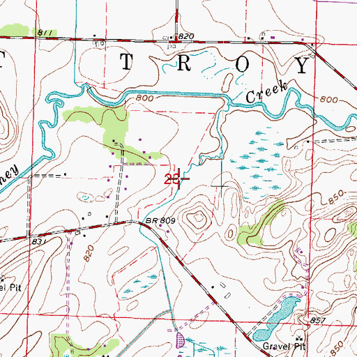 Topographic Map of Town of East Troy, WI