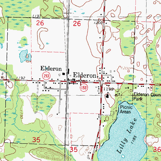 Topographic Map of Village of Elderon, WI