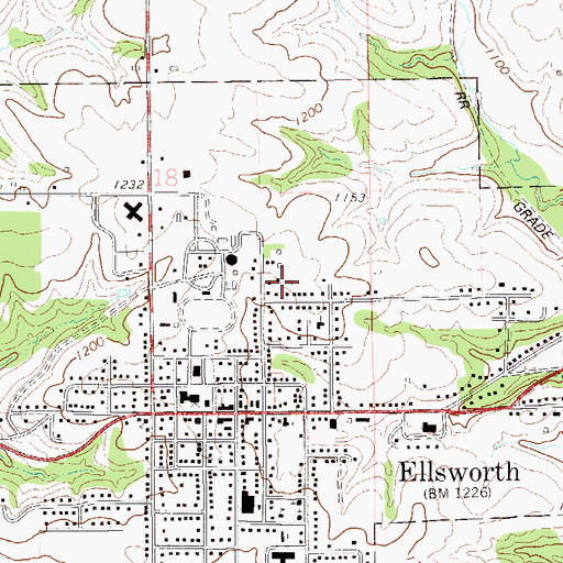 Topographic Map of Village of Ellsworth, WI