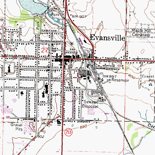 Topographic Map of City of Evansville, WI