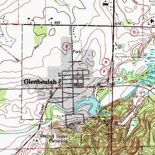 Topographic Map of Village of Glenbeulah, WI