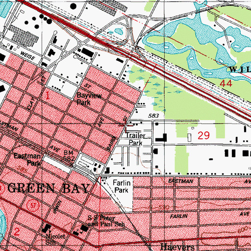 Topographic Map of City of Green Bay, WI