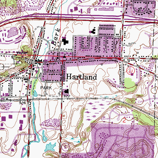 Topographic Map of Village of Hartland, WI