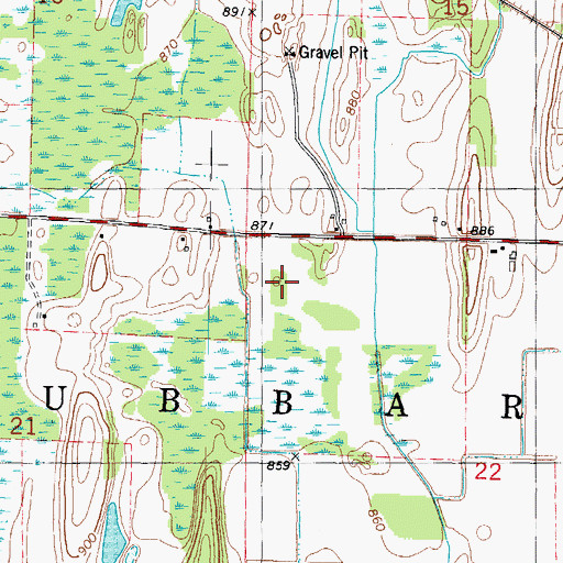 Topographic Map of Town of Hubbard, WI
