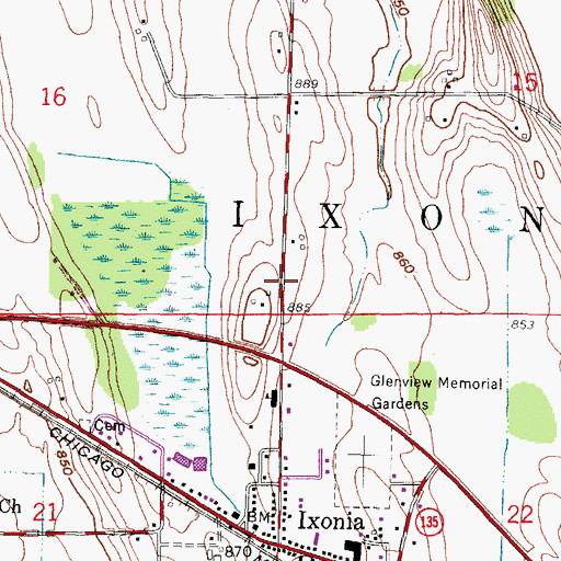 Topographic Map of Town of Ixonia, WI