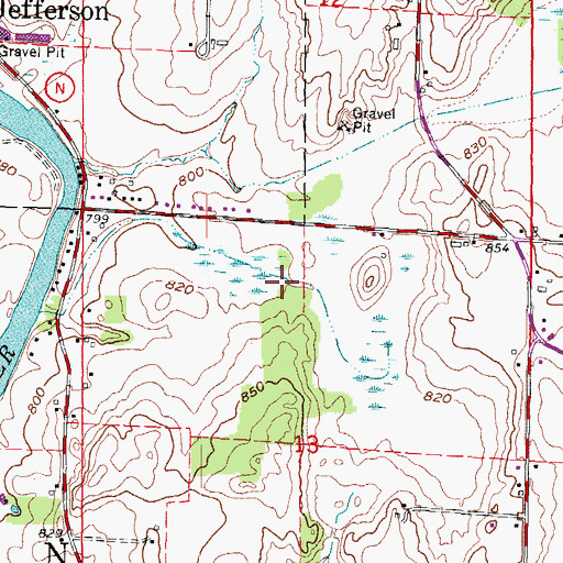 Topographic Map of Town of Jefferson, WI