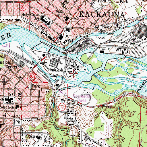 Topographic Map of City of Kaukauna, WI