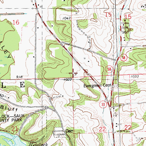 Topographic Map of Town of La Valle, WI