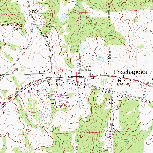 Topographic Map of Loachapoka Historic District, AL