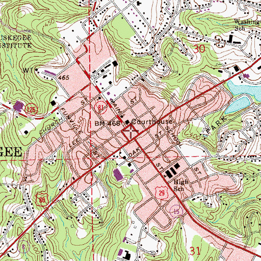 Topographic Map of Main Street Historic District, AL