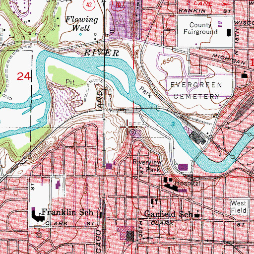 Topographic Map of City of Manitowoc, WI