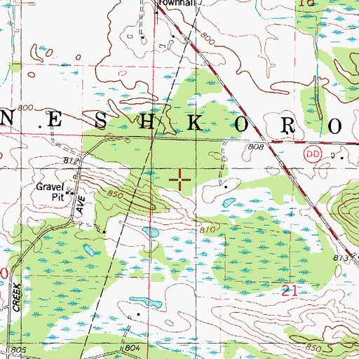 Topographic Map of Town of Neshkoro, WI