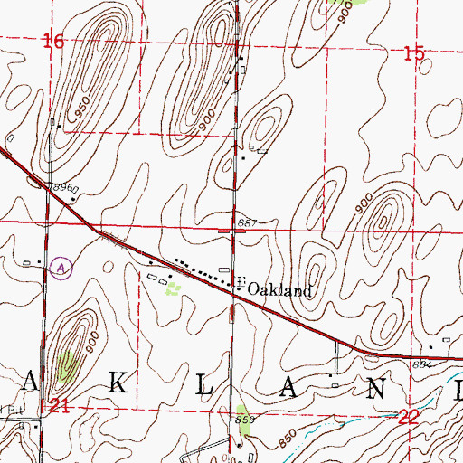 Topographic Map of Town of Oakland, WI