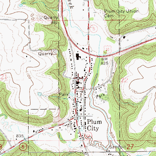 Topographic Map of Village of Plum City, WI