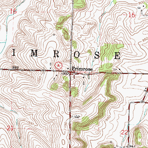 Topographic Map of Town of Primrose, WI