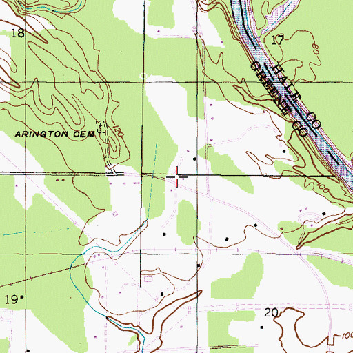 Topographic Map of Green Oak Church, AL